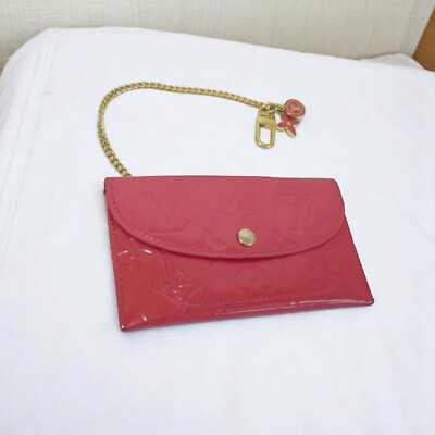 LOUIS VUITTON M919AF Monogram Vernis Envelop Plat Pink Pouch USED JP