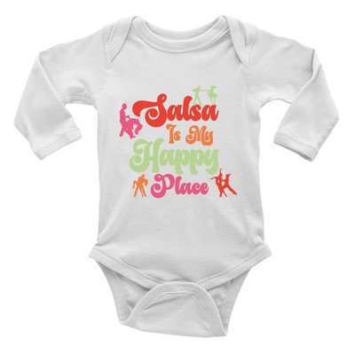 Salsa is my Happy Place Baby Grow Vest Bodysuit Music Dance Cuban Boys Girls L/S