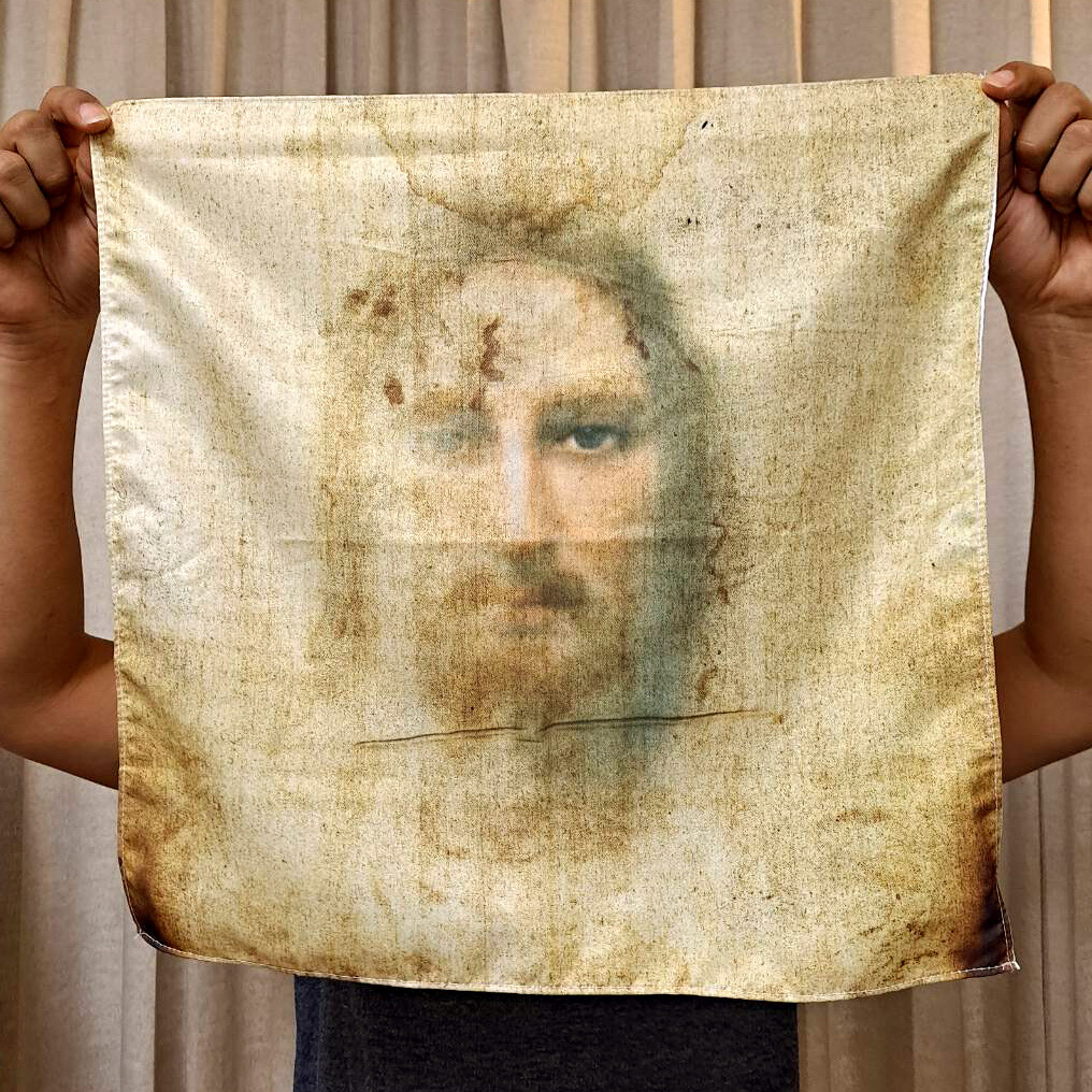 Shroud of Turin Overlap with Jesus Face Fabric Print Easter ...
