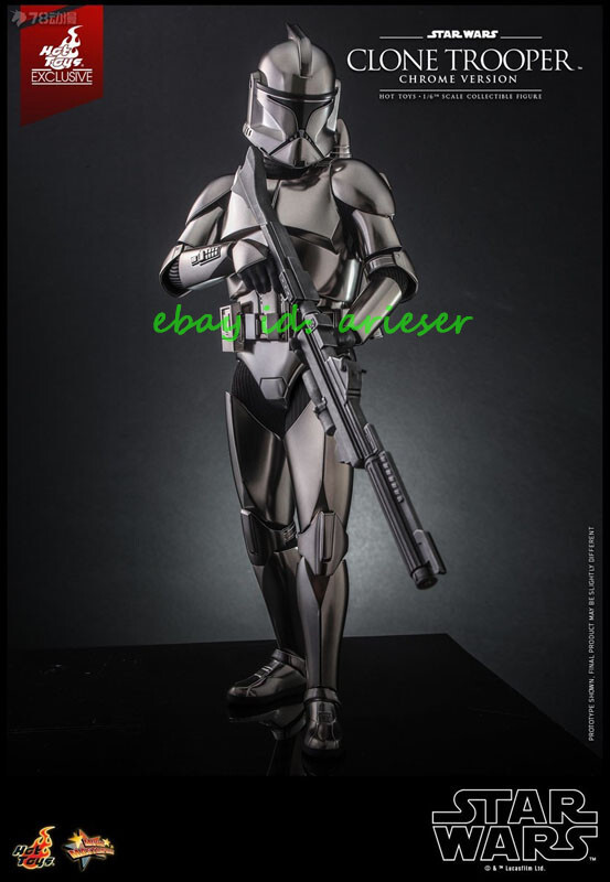 Hot Toys 1/6 Mms643 Star Wars Clone Trooper Chrome Version