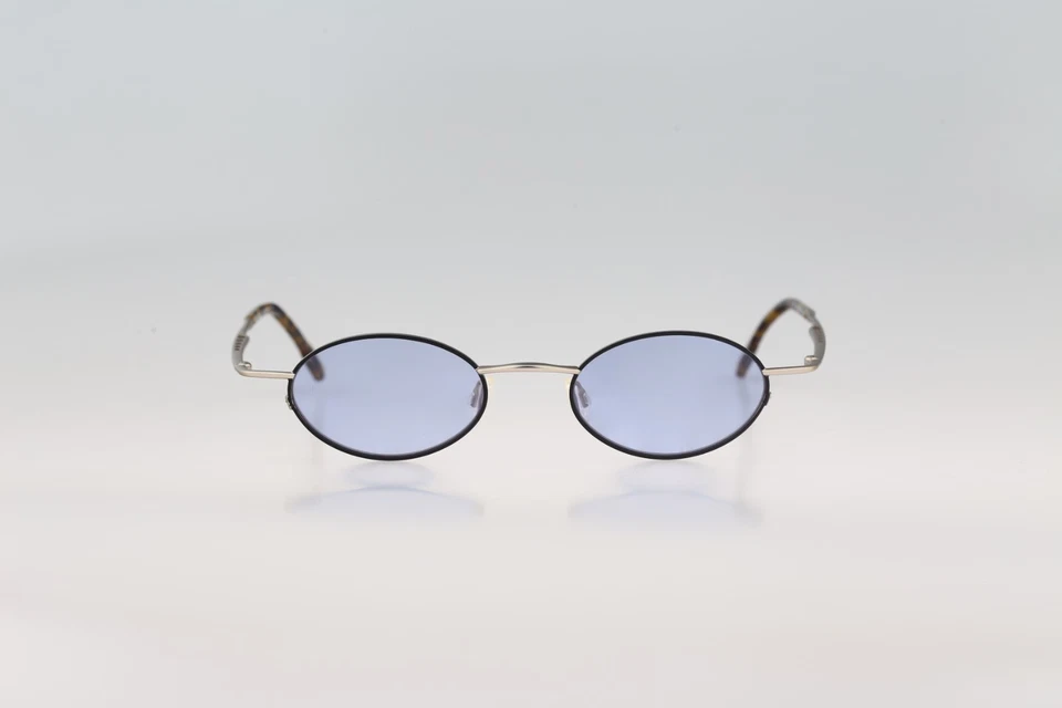 Robert Rudger 2172 148 22, 90s negro y plata steampunk gafas de sol ovaladas Nuevo de Lote Antiguo Foto 3 de 4