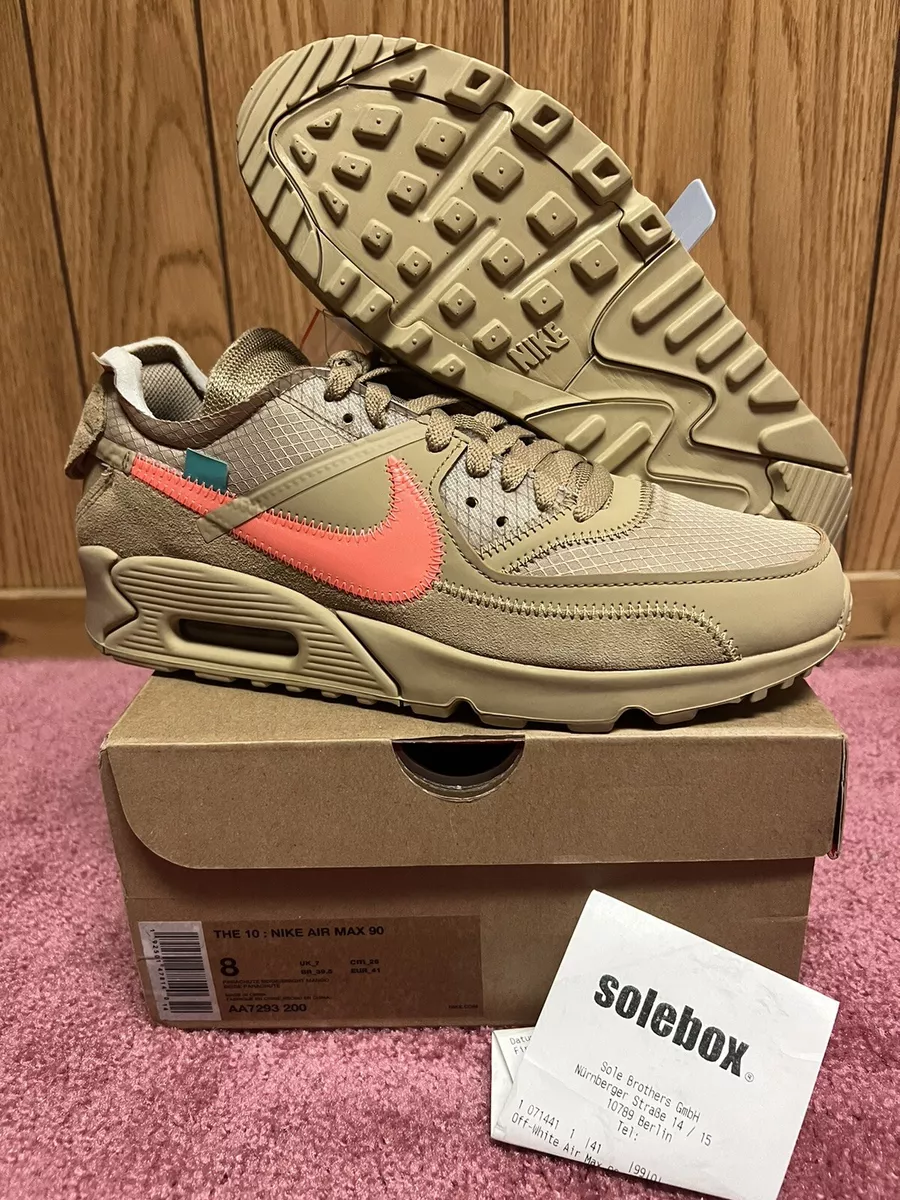 Men’s Nike X OFF-WHITE Air Max 90 Desert Ore AA7293 200 Size 8