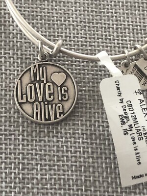 NEW Alex and Ani My LOVE Is Alive Charm Adjustable Bracelet Silver Tone $28