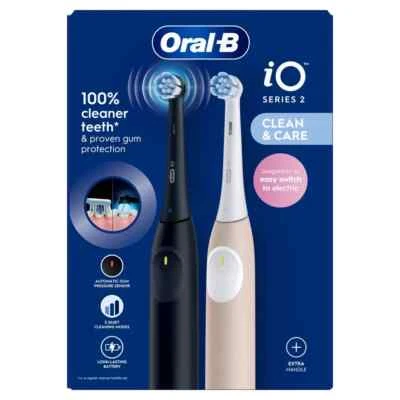 Oral-B iO Series 2 Electric Toothbrush - Duo - Night Black & Calm Pink
