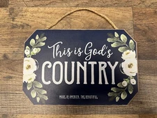 "This Is God's Country" Wooden Sign 8.5" x 7"