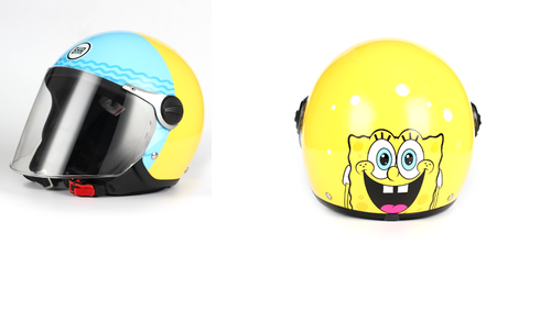 CASCO BHR 713 DEMI JET BIMBO VISIERA LUNGA OMOLOGATO SPONGEBOB TAGLIA L |  eBay
