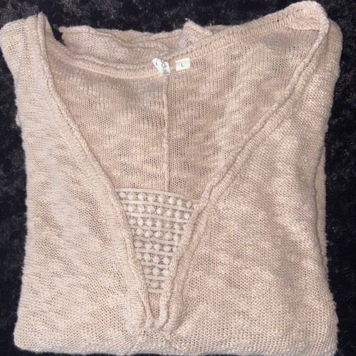 Ripcurl Womens Knit V Neck Embroidery Pullover Soft Sz Lg Sweater Beige Cream - Picture 19 of 19