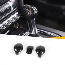 3x Gear Shift Knob Trim Cover Decoration For Ford Mustang 2015-2019 Carbon Fiber