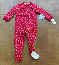 New Family PJs Kids Themed Print Fleece Footed Pajama, Christmas Trees, 24 M