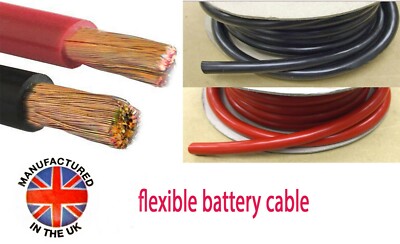 Batterie, Starterkabel AUSSCHNITTE 25mm²/170amp (3AWG) HERGESTELLT IN UK BAT170