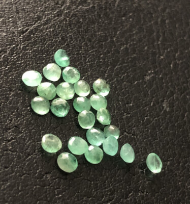 10x 100% Echter Smaragd Rund Brilliant 3 mm aus Sambia Smaragd