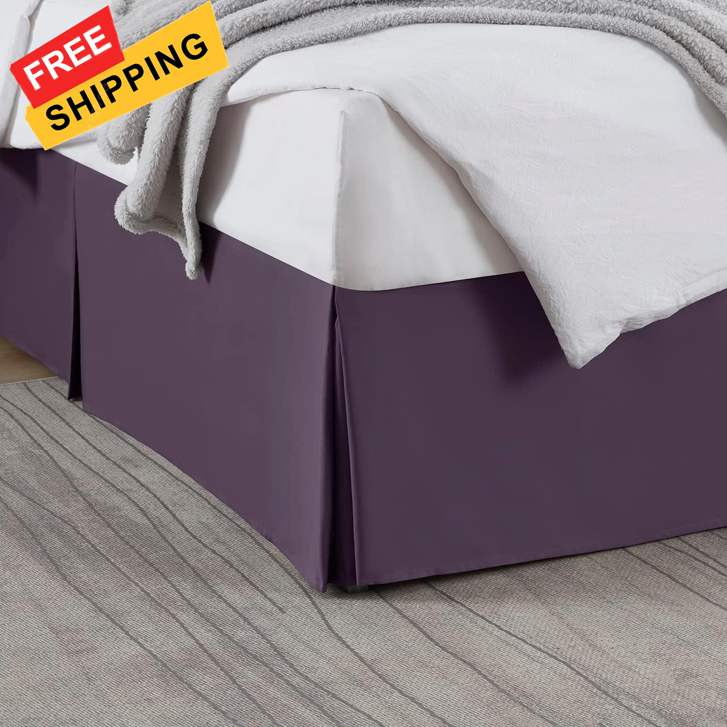 Nestl Dark Purple Full Bed Skirt - Size Full, 24 - 
