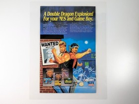 Double Dragon 1990 NES Game Boy Laminated video game Ad Acclaim Retro Collect