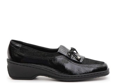 Ara Women's Rachel Kiltie Black Patent Leather/Suede Loafers - Sz UK 7, US 9.5