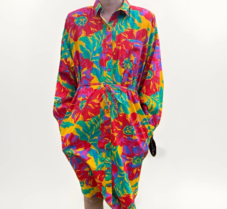 Vestido Oscar De La Renta Mujer Talla Mediana Vintage Años 70 NUEVO CON ETIQUETAS Remolino Brillante  Foto 4 de 4