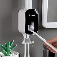Bathroom Toothbrush Holder with Toothpaste Dispenser