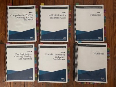 SANS SEC560 Enterprise Penetration Testing GPEN Course Books w/ Index Tabs 2021