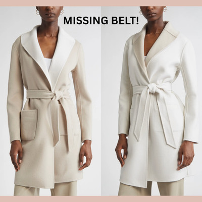 NWD $1895 ST. JOHN [ XS ] Two-Tone Double Face Wool Cashmere Coat #J2079