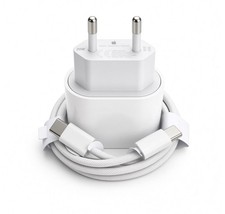 Alimentatore originale Apple 20W USB-C caricabatterie EU + cavo USB-C intrecciato bianco
