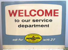 Super nice original 1973 Pennzoil service department sign, 18 x 24