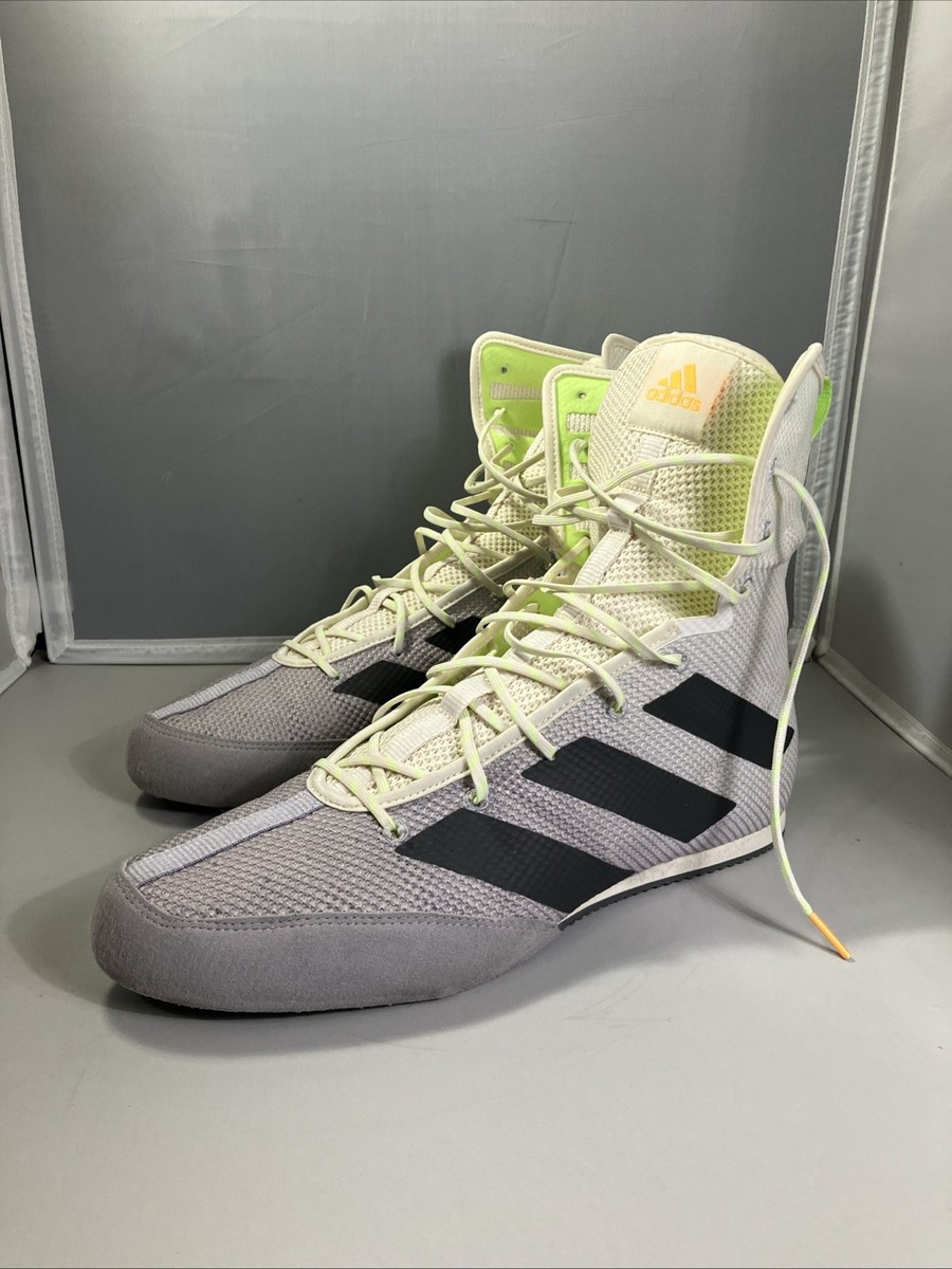 Adidas Box Hog 3 Grey Black Green Boxing Boots Size US 12 UK 11.5