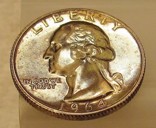 1964  Gem  Proof Quarter 90% Monster Colorful Toning #205 ~ 13