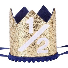Navy Blue Birthday Crown Hat for Baby Boy or Girl Baby Shower First Birthday