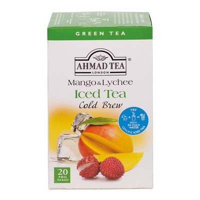 Ahmad Tea Green Tea, Cold Brew Mango and Lychee Teabags, Iced 20 Count 