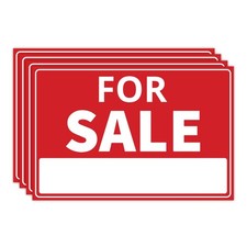 4PC For Sale Sign Car, 12 Inches by 8 Inches - 20 mil Polystyrene Plastic - C...