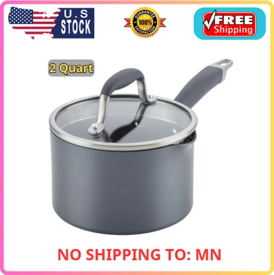 ANOLON Advanced Home Hard Anodized Nonstick Sauce Pan/Saucepan with Straining and Lid,