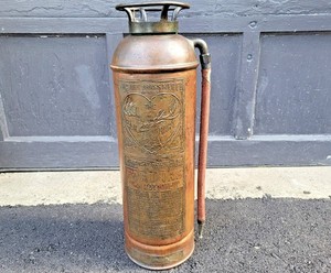 Antique Elkhart Fire Extinguisher Rivited Copper & Brass Stag Motif 73734