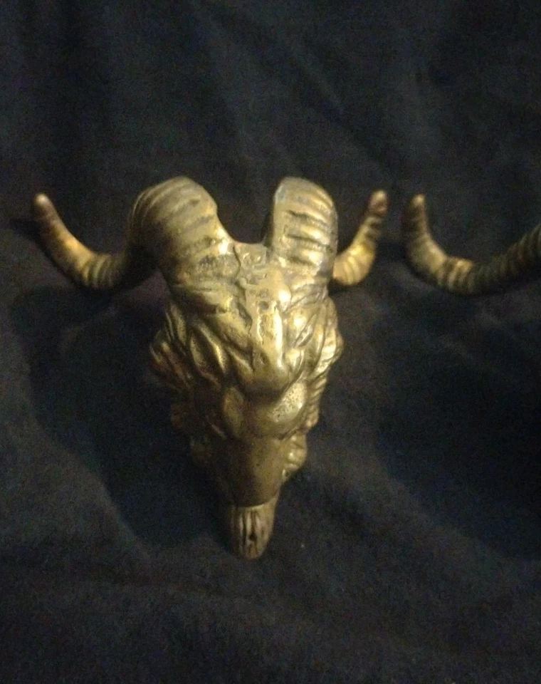 Brass RAM Heads Devil Heads “RARE FIND” Set Of 2 Around 1940’s Or Earlier - Image 4 of 4
