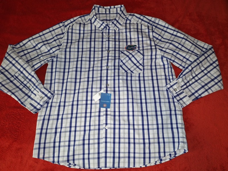 FLORIDA GATORS     MENS XL   BLUE PLAID  LS   SHIRT NEW WITH TAGS BY ANTIGUA
