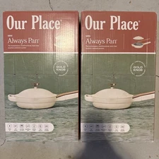 SET OF 2 Our Place Aluminum Ceramic Nonstick Cooking Pan Set Cream