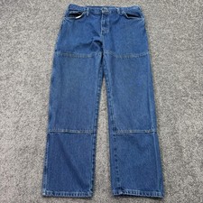 Dickies Jeans Mens 36x32 Blue Double Knee Straight Medium Wash Denim Workwear