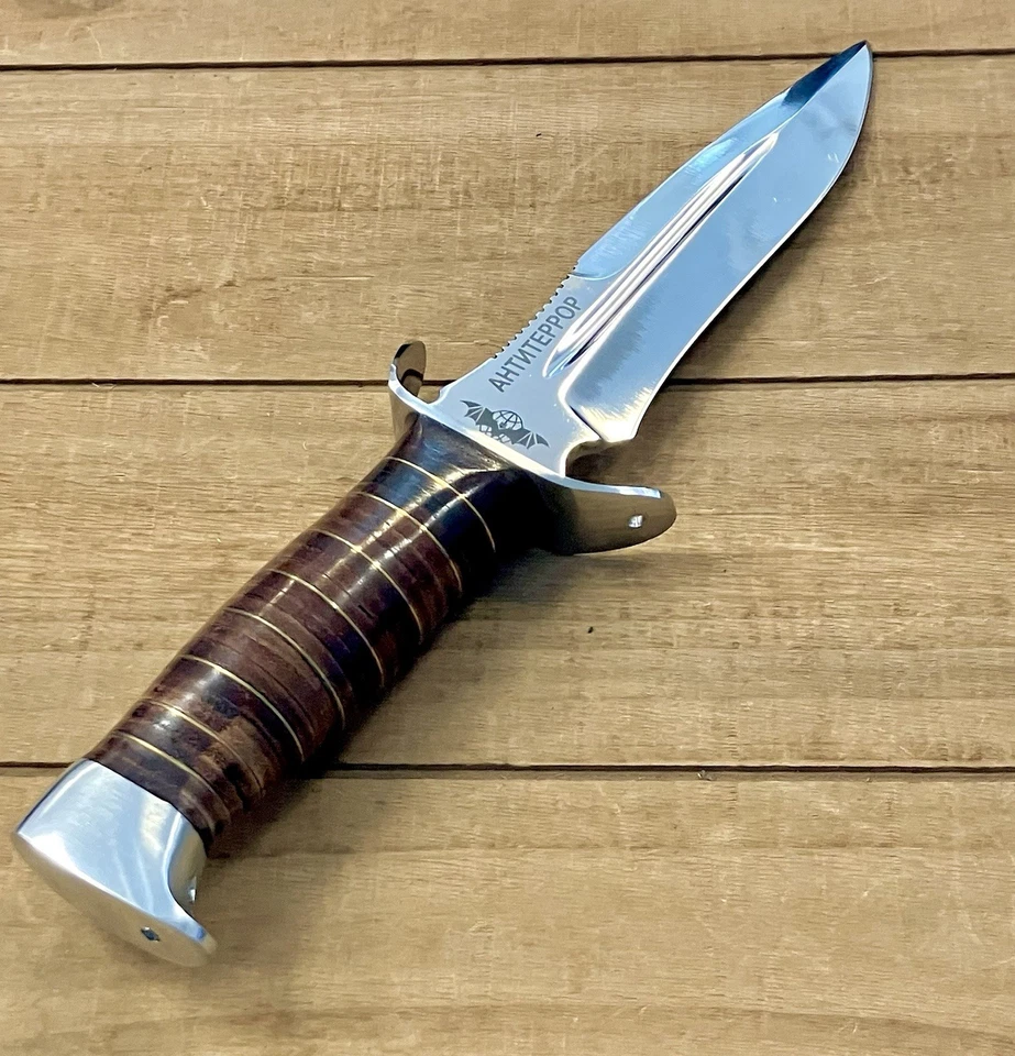 Безымянный заказной кожаный антитеррористический тактический боевой русский нож ручной работы ФСБ - Изображение 2 из 4