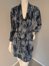 Deborah Viereck Blue-Grey Tie-waisted Mini Dress