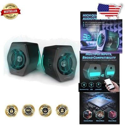 G2000 PC Gaming Speakers 32W RGB Lights Bluetooth USB AUX HIFI Stereo Sound