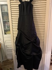 David's Bridal Black Strapless Floor Length Bridesmaid Formal Evening Dress sz 2