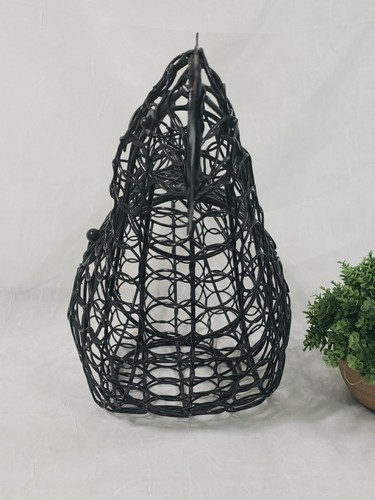 Wire Egg Basket Chicken Hen Rooster Shape With Lid Black Rustic Farmhouse *Read - Picture 7 of 12