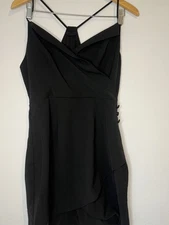 NBD Revolve Spaghetti Strap A Line Button Front Tulip Hem Dress Black Size Small