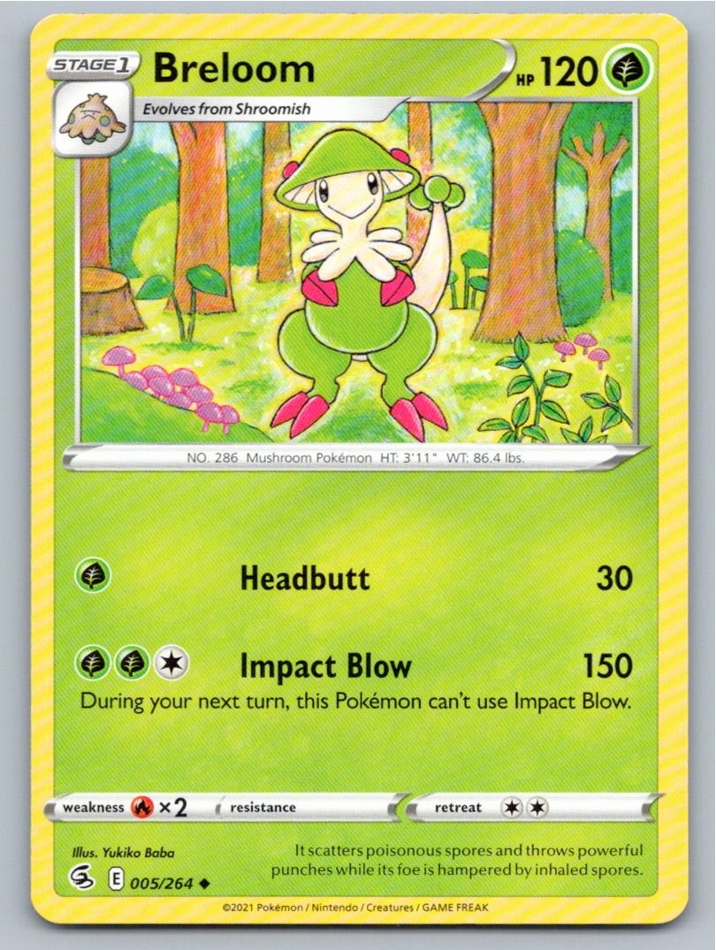 2021 POKEMON BRELOOM FUSION STRIKE 005/264 UNCOMMON NM B130 FREE S&H