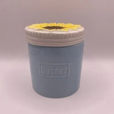 Butter Crock Butter Keeper French Butter Crock Sunflower Blue Butter Bell
