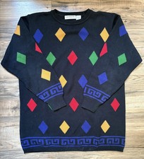 Multicolor Sweater Geometric Women  s Size M Vintage Liz Claiborne Collection