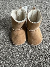 Baby Gap 6-12M Tan Faux Suede Sherpa Lined Soft Sole Baby Boots NEW