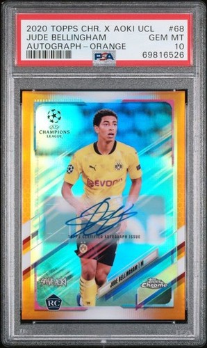 2020-21 Topps Chrome X Aoki #68 Jude Bellingham Rc Auto Psa 10 Orange /25