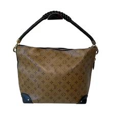 US Seller! Authentic Louis Vuitton TRIANGLE SOFTY Reverse Monogram Hobo Bag