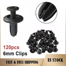 120pcs 6mm Car Auto Bumper Clips Hole Plastic Rivets Fastener Fender Push In Pin