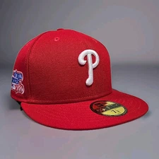 Phillies 2008 World Series Hat 7 1/8 New Era 59FIFTY WS Patch Red Cap NEW