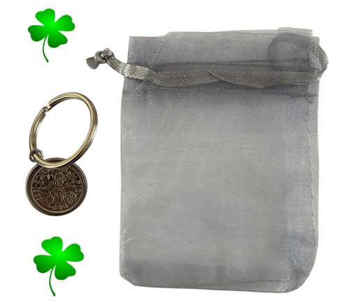 Lucky Sixpence Keyring | Gift | Genuine British Polished Coin | Free Gift Bag - Picture 1 of 2
